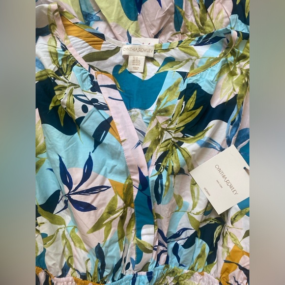 CYNTHIA ROWLEY 100% Cotton Popover V-Neck Tiered Floral Maxi Dress Size 1X NWT💫 - Picture 8 of 15